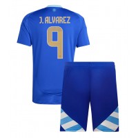 Argentinien Julian Alvarez #9 Fußballbekleidung Auswärtstrikot Kinder Copa America 2024 Kurzarm (+ kurze hosen)